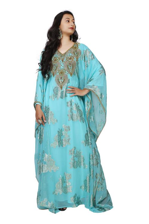 Traditional Wedding Caftan Dress with Crystal Hand Embroidery