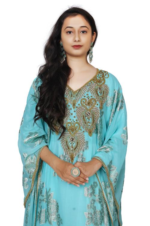 Traditional Wedding Caftan Dress with Crystal Hand Embroidery