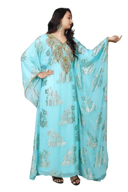 Traditional Wedding Caftan Dress with Crystal Hand Embroidery