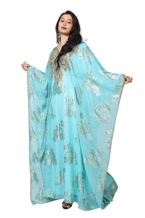 Traditional Wedding Caftan Dress with Crystal Hand Embroidery