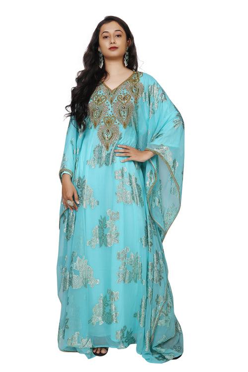 Traditional Wedding Caftan Dress with Crystal Hand Embroidery