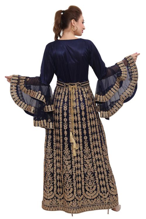 Moroccan Takchita Thobe Partywear Navy Blue Kaftan