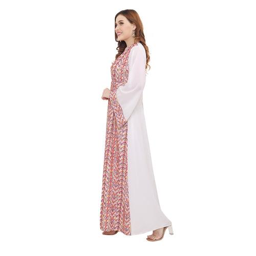 Palestine Dress Pink Cross Stitch Threadwork Kaftan