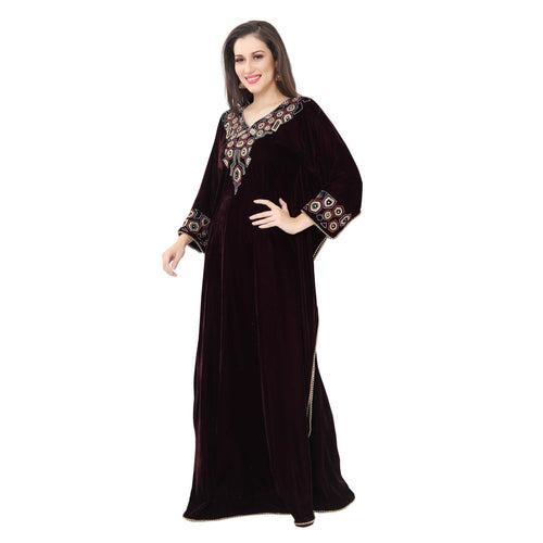 Designer Velvet Kaftan Handwork Party Gown