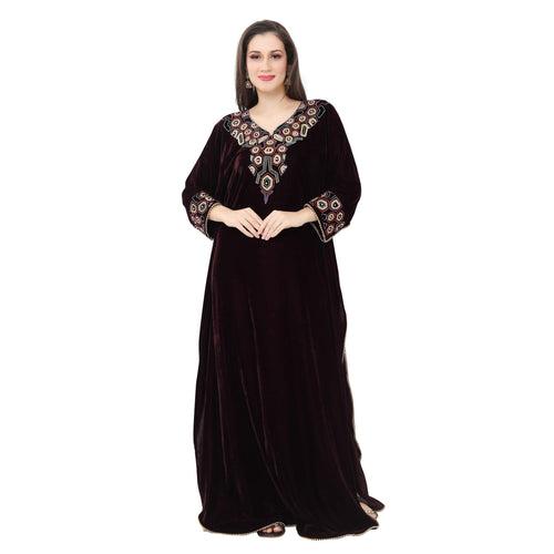 Designer Velvet Kaftan Handwork Party Gown