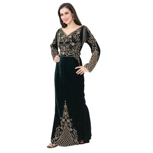 Designer Kaftan Fish Cut Mermaid Gown in Velvet