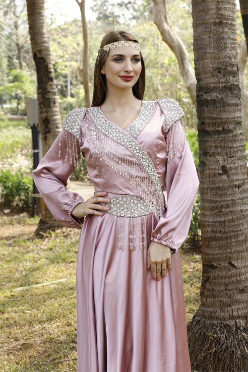 Modern Eid Wear for Women in Pink Satin