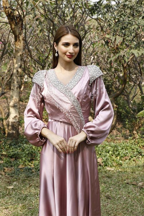 Modern Eid Wear for Women in Pink Satin