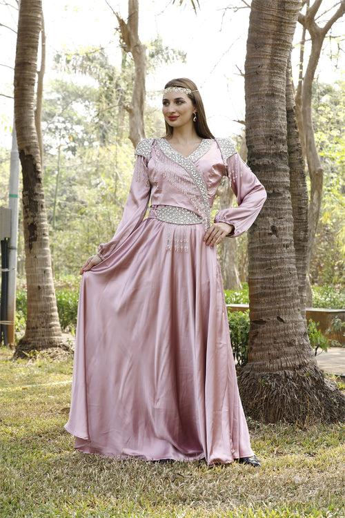 Modern Eid Wear for Women in Pink Satin