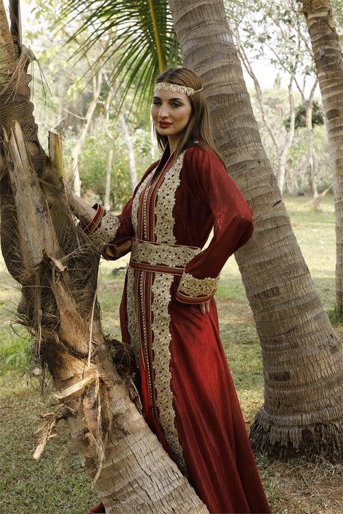 Takchita Kaftan Dress for Women with Embroidered Lace