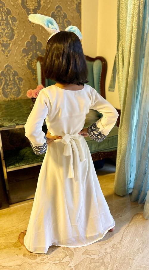 Fancy Kidswear Takchita Kaftan Dress in Threadwork