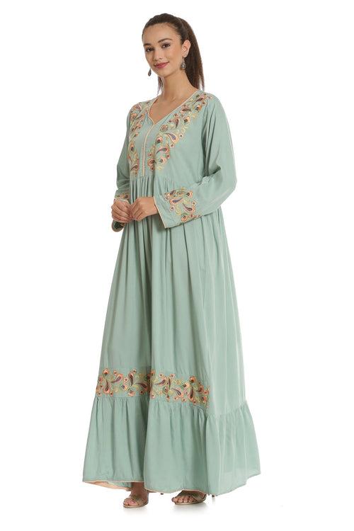 Designer Kaftan with Threadwork Embroidery Gown