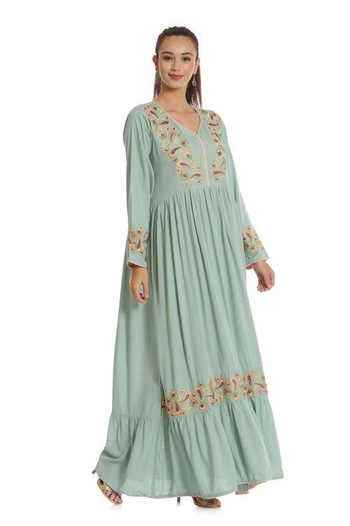 Designer Kaftan with Threadwork Embroidery Gown