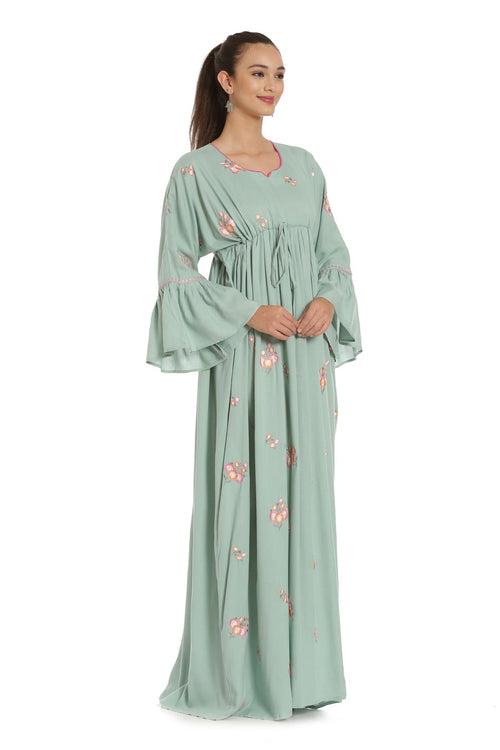 Dubai Kaftan with Threadwork Embroidery Party Gown