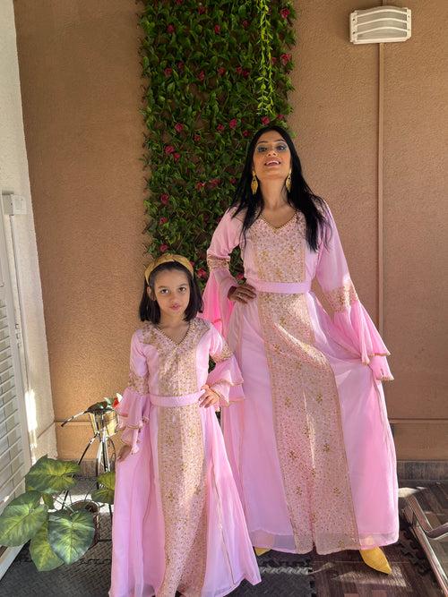 Pink Party Dress Arabian Kaftan Gown Henna Caftan Dress