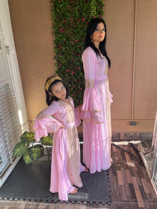 Pink Party Dress Arabian Kaftan Gown Henna Caftan Dress