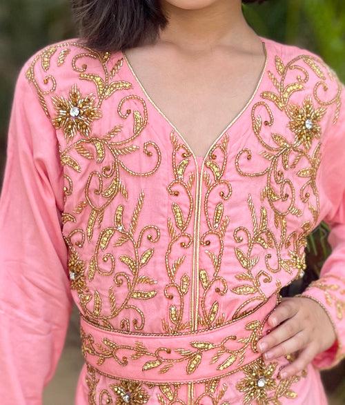 Children's Weddingwear Pink Designer Jalabiya Evening Dress