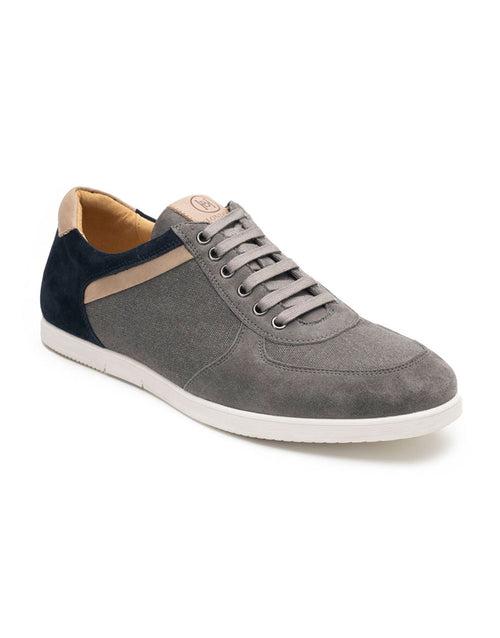 Men Grey & Navy Blue Colour-blocked Sneakers