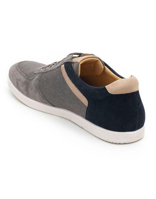 Men Grey & Navy Blue Colour-blocked Sneakers