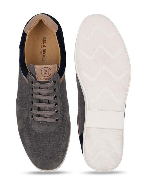 Men Grey & Navy Blue Colour-blocked Sneakers