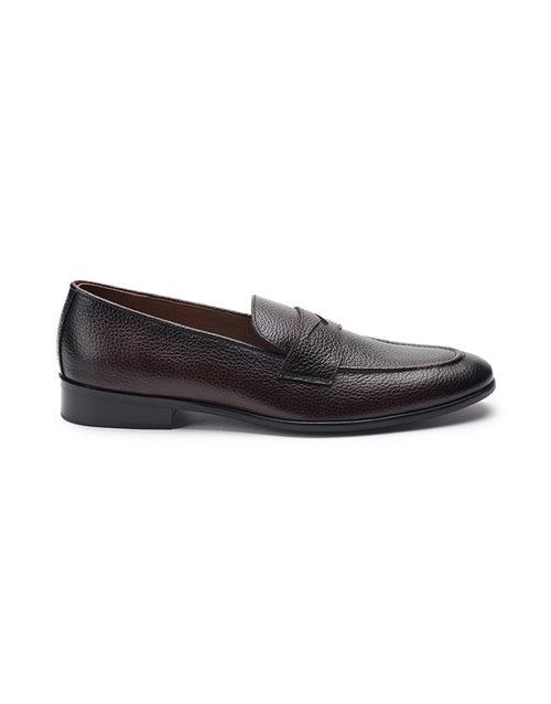 Heel & Buckle London Brown Textured Penny Loafer