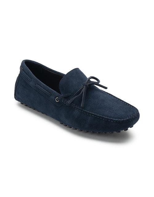 Heel & Buckle London Navy Suede Bow Mocassin