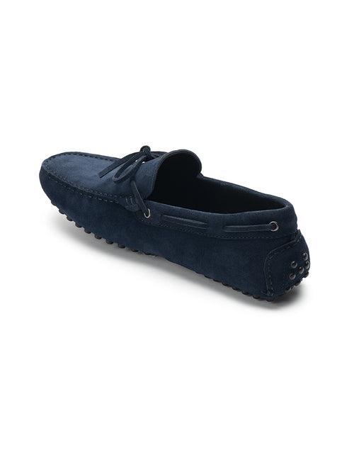 Heel & Buckle London Navy Suede Bow Mocassin