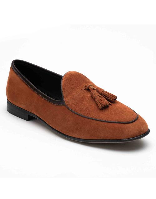 Sliced Tan Suede Loafers