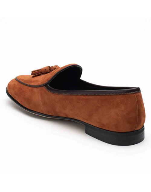 Sliced Tan Suede Loafers