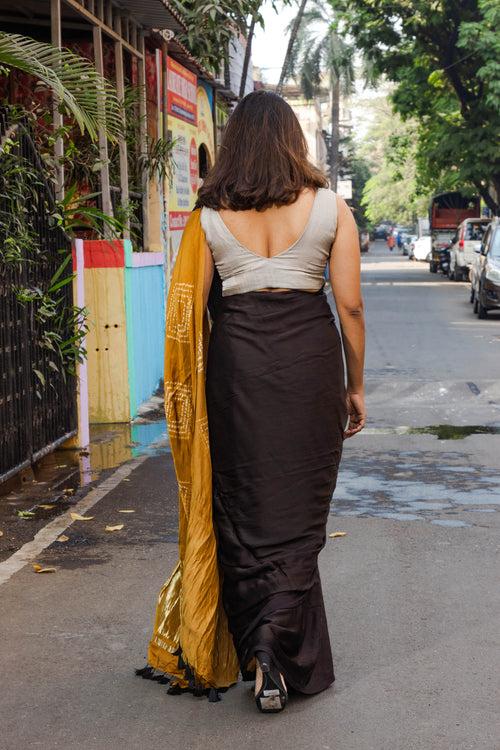 Black Modal Saree with Shibori Pallu