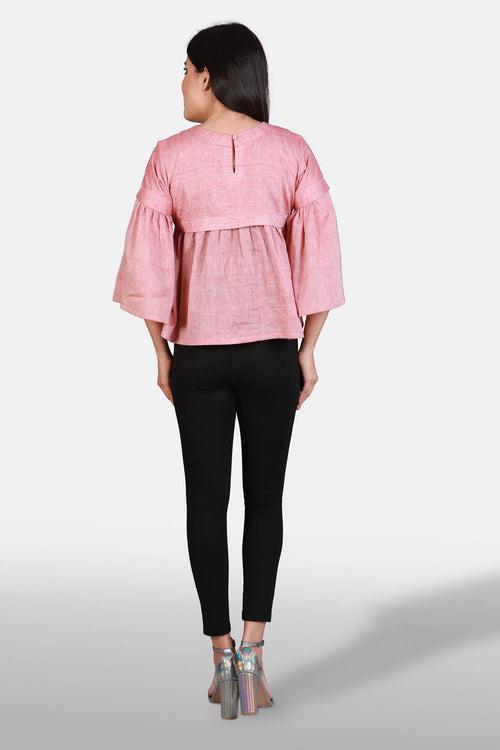 Pink Muslin Jamdani Top