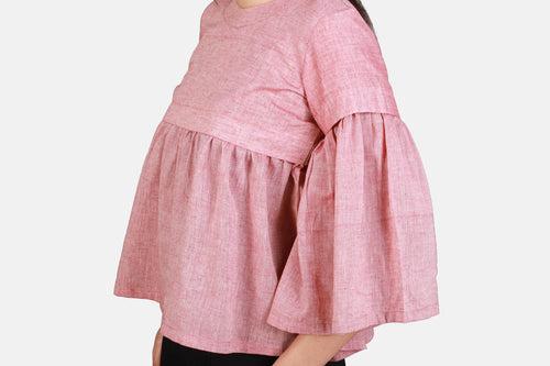 Pink Muslin Jamdani Top