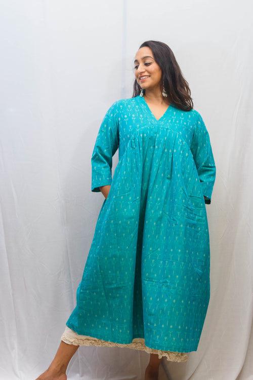 Copper Sulphate Blue Ikat Kurta