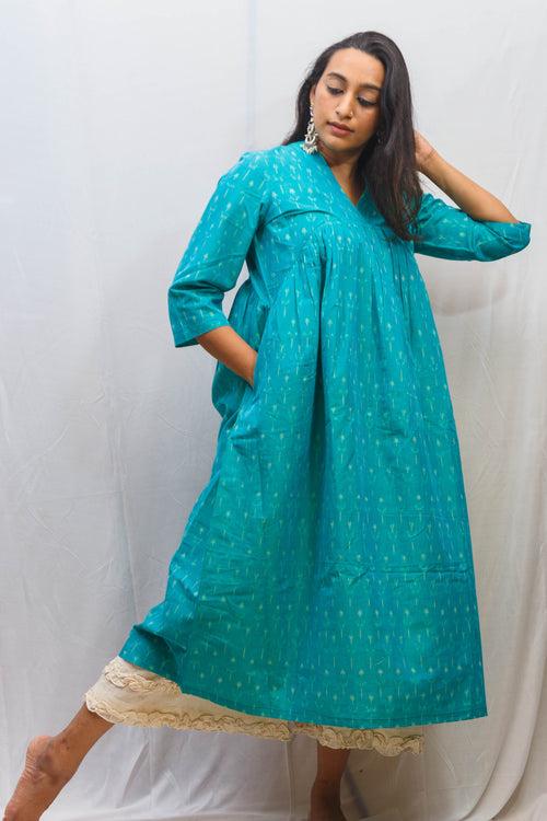 Copper Sulphate Blue Ikat Kurta