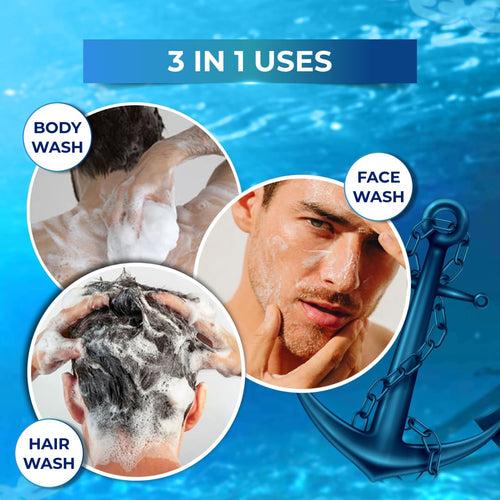 Muuchstac Ocean 3-in-1 Body Wash for Men | Bathing Shower Gel (Pack of 2)