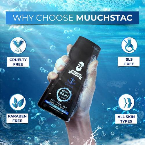 Muuchstac Ocean 3-in-1 Body Wash for Men | Bathing Shower Gel (Pack of 2)