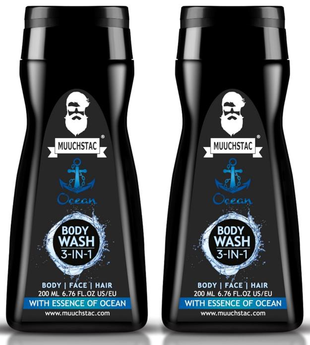 Muuchstac Ocean 3-in-1 Body Wash for Men | Bathing Shower Gel (Pack of 2)