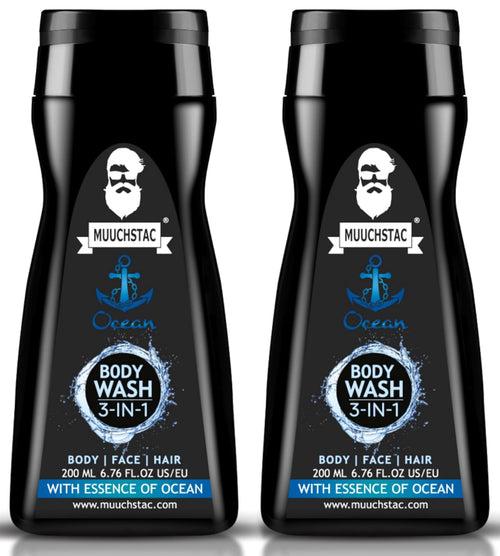 Muuchstac Ocean 3-in-1 Body Wash for Men | Bathing Shower Gel (Pack of 2)