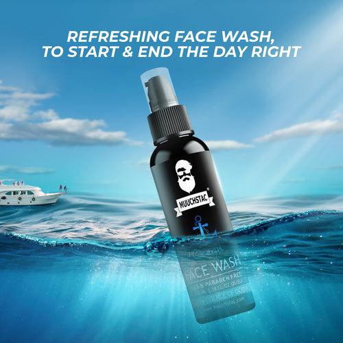 Muuchstac Ocean Face Wash for Men | Fight Acne & Pimples, Brighten Skin, Clears Dirt, Oil Control, Refreshing Feel - Multi-Action Formula | 100 ml