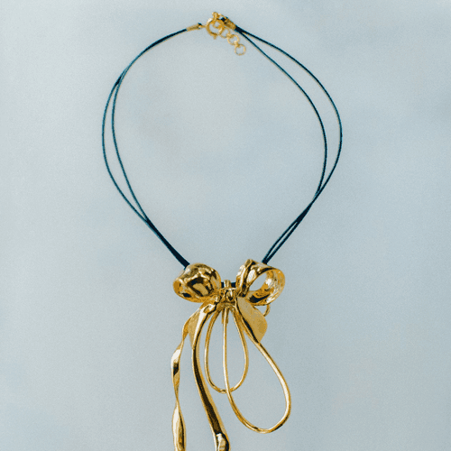 22K Gold Plated Bow Pendant Necklace