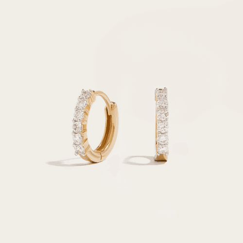 14K Gold Lab-Grown Diamond Pave Hoop Huggies