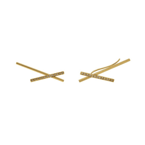 Gold Plated Strokes Stud Earrings