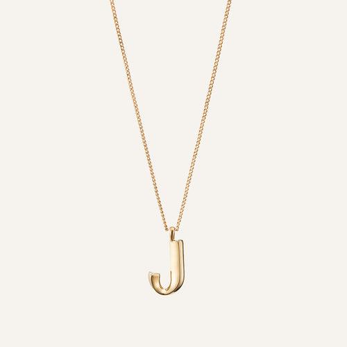 14k Gold Plated Monogram Necklace - J