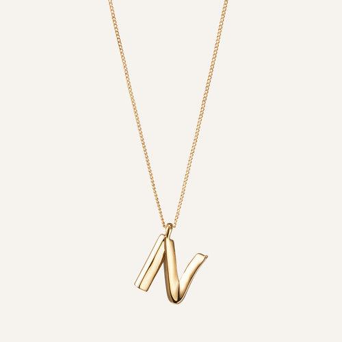 14k Gold Plated Monogram Necklace - N