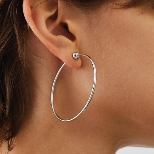 Rhodium Silver Icon Hoop Earrings