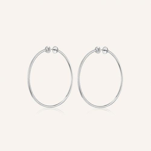 Rhodium Silver Icon Hoop Earrings