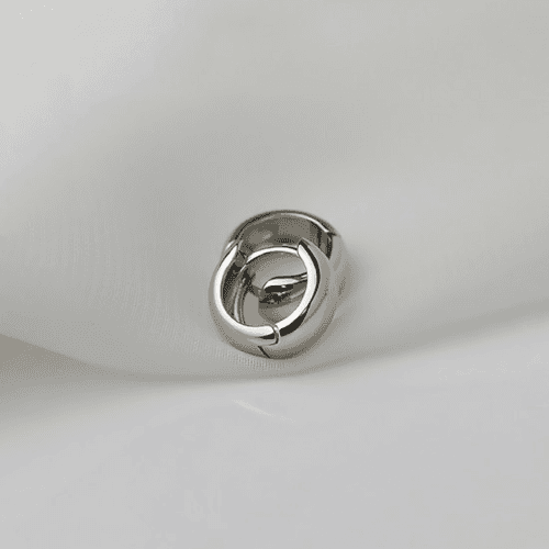 Minimal Rhodium Silver Hoop Huggies