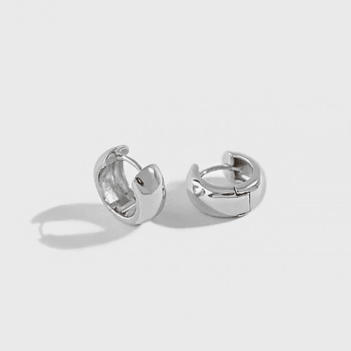 Minimal Rhodium Silver Hoop Huggies