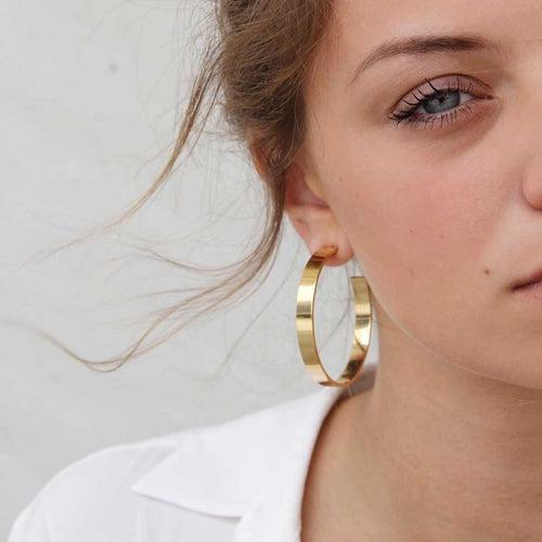 Modern Gold-Plated Hoop Earrings