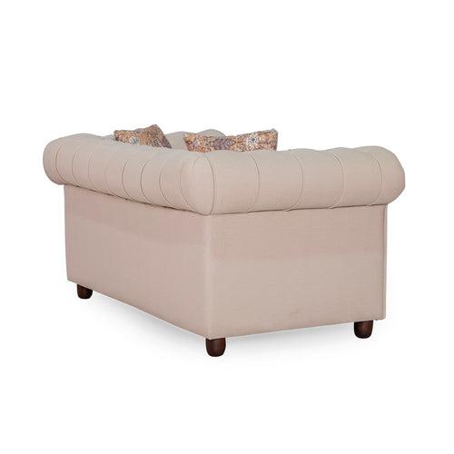 Grace Chesterfield 2 Seater Sofa in Premium Polyester Fabric in Ivory Colour